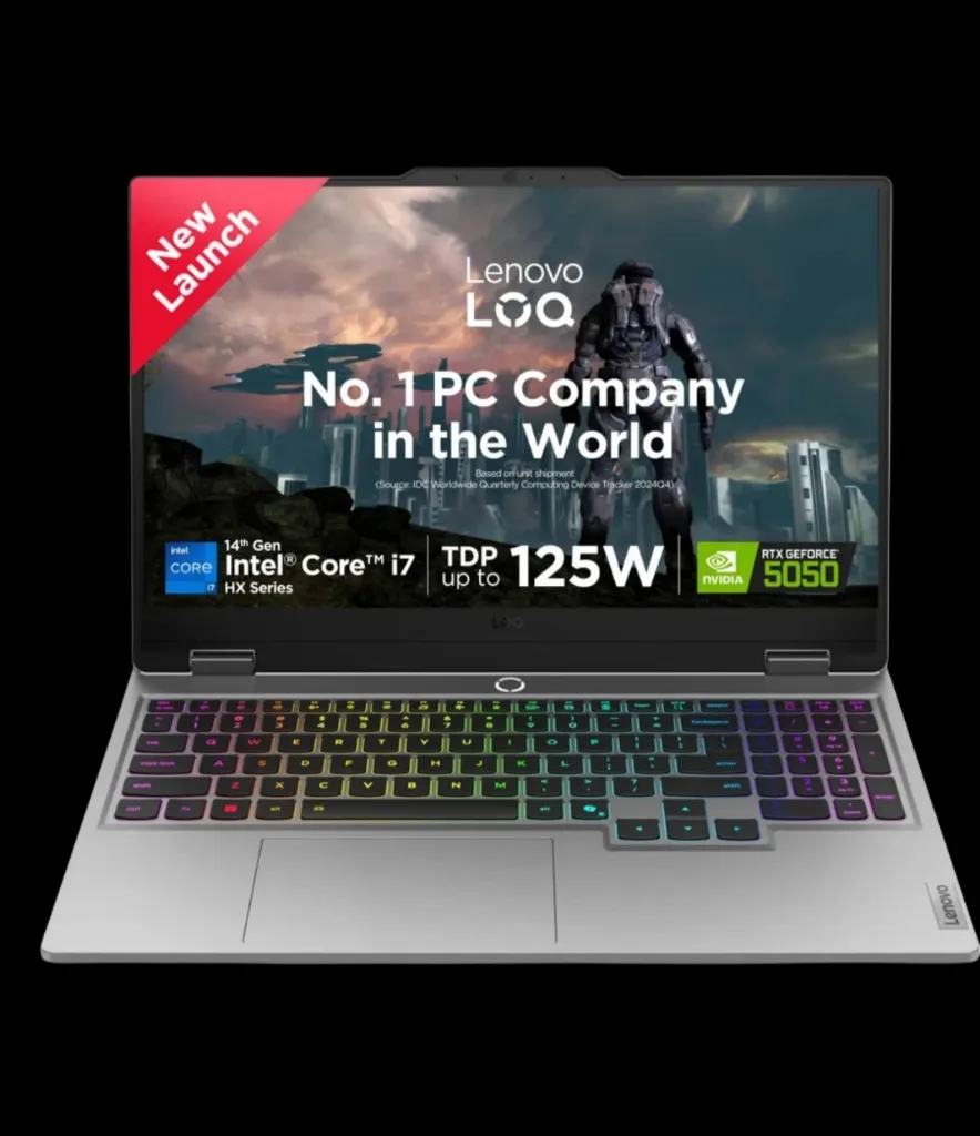 Lenevo LOQ 2025 inel core i7 14th Gen 14700HX-(16 GB/ 1TB SSD Windows 11 home/8 GB Graphics/ NVIDIA Geforce RTX 5050) LoQ 15irx10 Gaming Laptop (15.6 inch, Luna grey, 2.4 kg, with MS office)