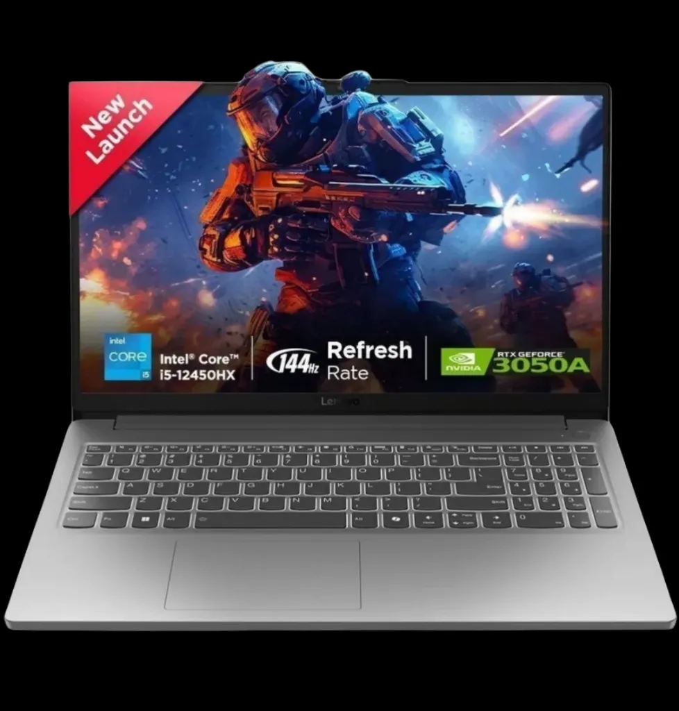 Lenevo LOQ Essential intel core i5 12th Gen 12450HX-(16 GB/512 GB SSD /windows 11 home/ 4GB Graphics/Nvidia Geforce RTX 3050A) 15IAX9E Gaming Laptop (15.6 inch, Luna grey, 1.77kg, with MS office)