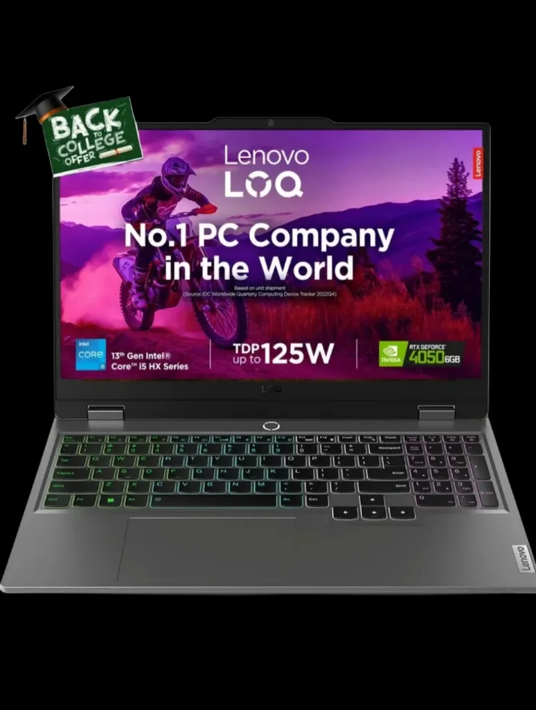 Lenevo LOQ Intel core i5 Gen 13450HX-(16 GB/512 GB SSD/windows 11 home/6GB Graphic/NVIDIA geforce RTX 4050) 15IRX9 Gaming Laptop (15.6, Luna Grey, 2.38kg, with MS office)